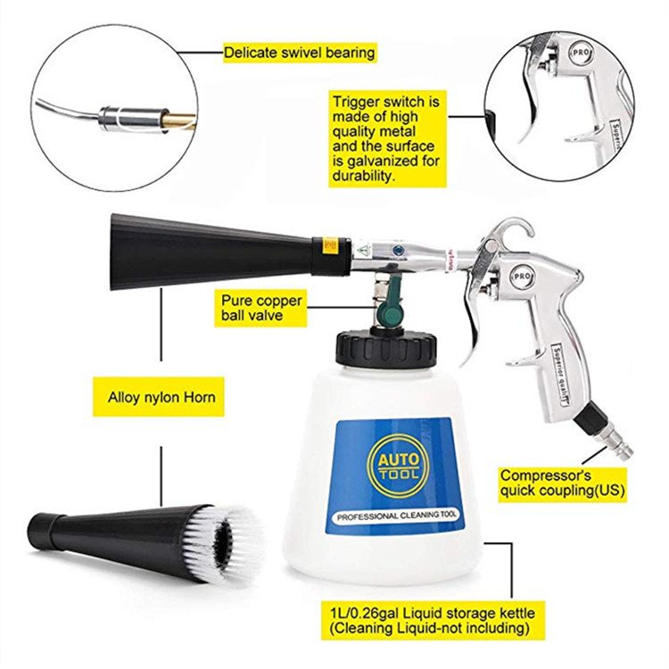 Bearing tornado cleaning gun wash brush , high pressure car washer Interior tornado foam gun,car tornado washing tool