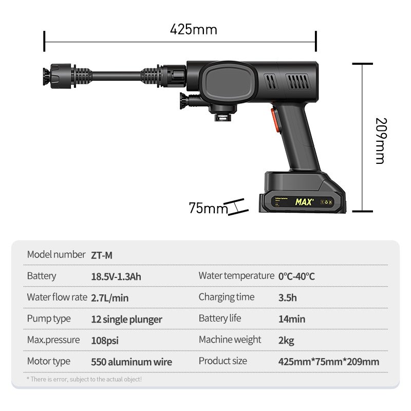 Precision Technology Production High Pressure Car Washer 18.5V Foam Gun Electric Car Wash ABS Car Washer Small Machine