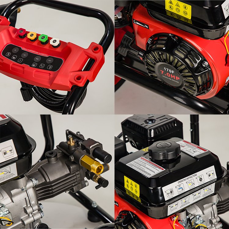 Bison Power Cleaning Tool Low Fuel Consumption High 170BAR 6.5HP 9LPM Pressure Washer With Strong Power