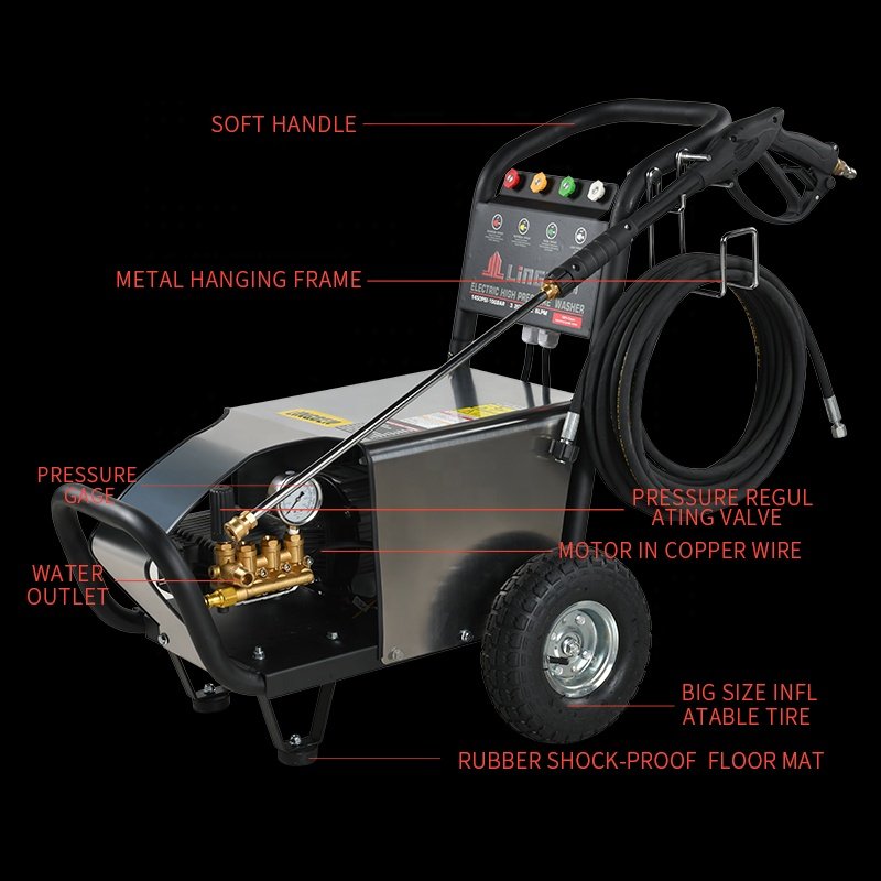 Lingben China car wash pressure washer three phase 250 bar electric high pressure car washer petrol generator
