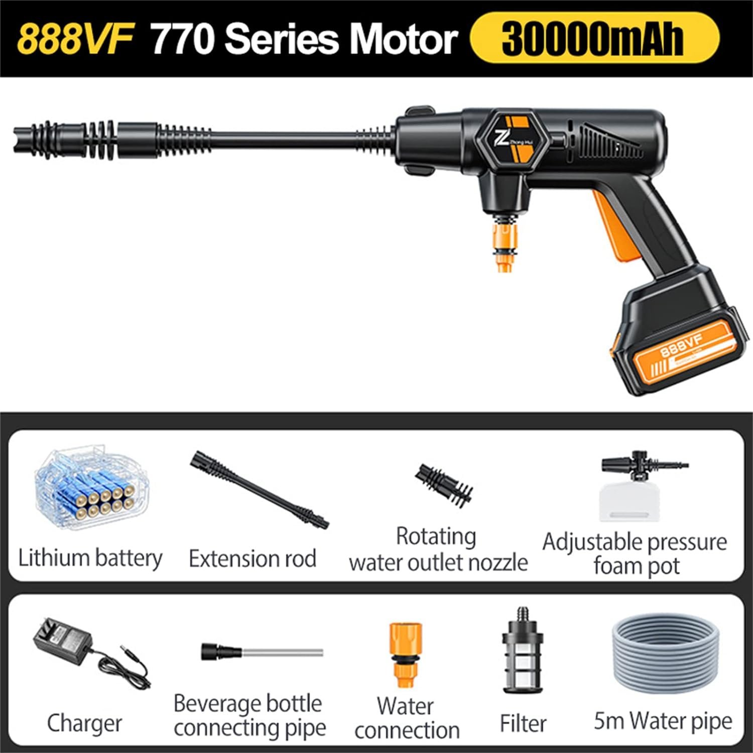 Battery Operated Pressurized Car Bike Wash High Pressure Portable Washing Machine Car Washer