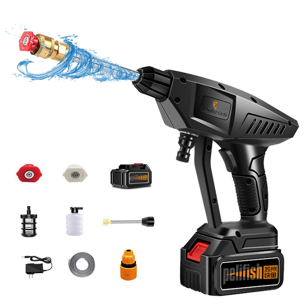 Pelifish Big Pressure Self-service Rechargeable Car Washer Pump 5m Water Pipe Truck Water Gun High Quality with Full Accessories