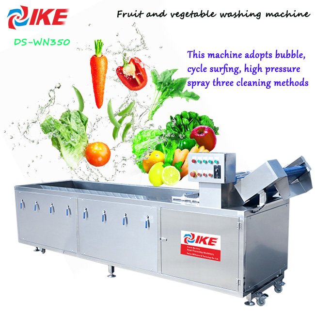 IKE Orange Lemon Vegetable Conveyor Belt Provided Automatic Fruit Washer Air Bubble Water Washing Machine Wooden 1 Unit 220 380V
