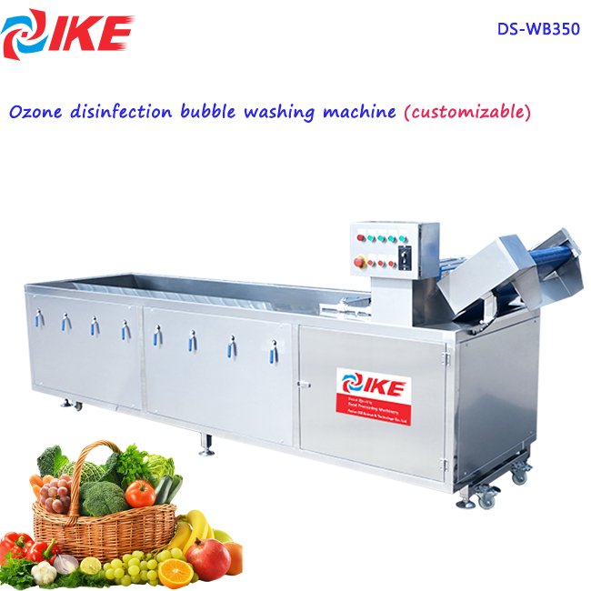 IKE Orange Lemon Vegetable Conveyor Belt Provided Automatic Fruit Washer Air Bubble Water Washing Machine Wooden 1 Unit 220 380V