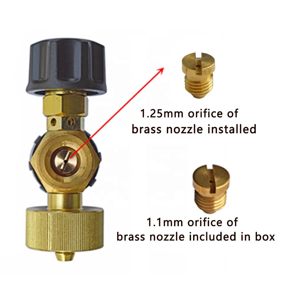 Professional Brass Snow Foam Lance Foam Cannon Foam Nozzle with 1L Semi-Transparent Bottle & 1.25mm Nozzle Tip & Muiti Adapter