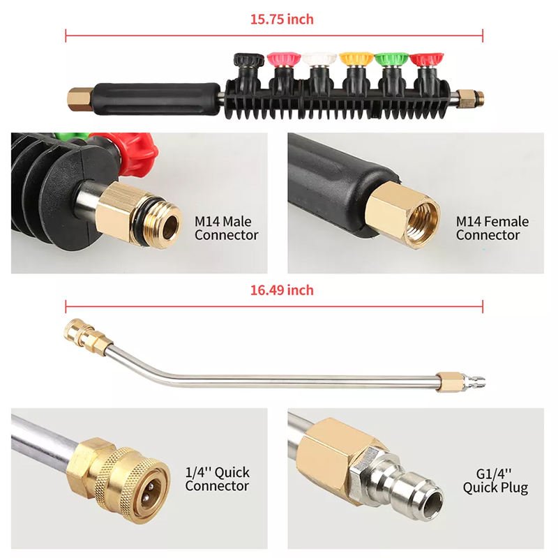 1/4" Pressure Washer Nozzle Watering Hose High Pressure Hose Pressure Car Wash Gun Set