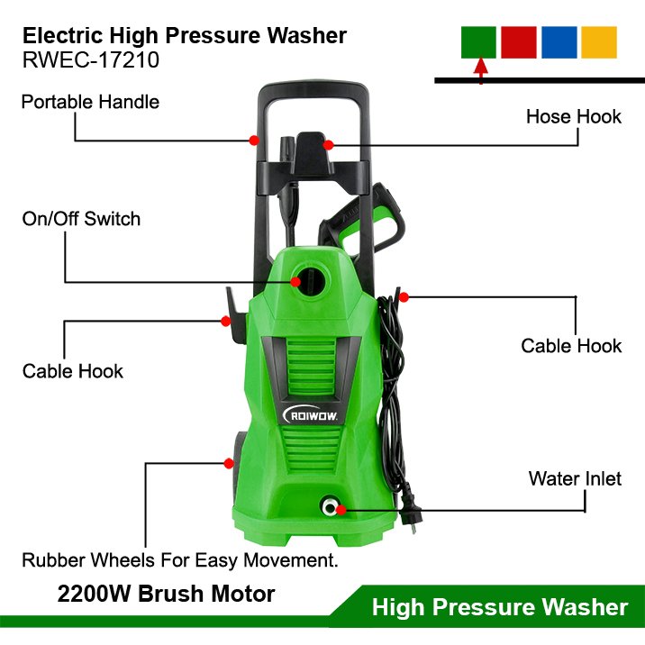 2200W Power Electric High Pressure Cleaners Water Cleaning Car Washing Machine Equipment Electric Portable Pressure Washer Pump