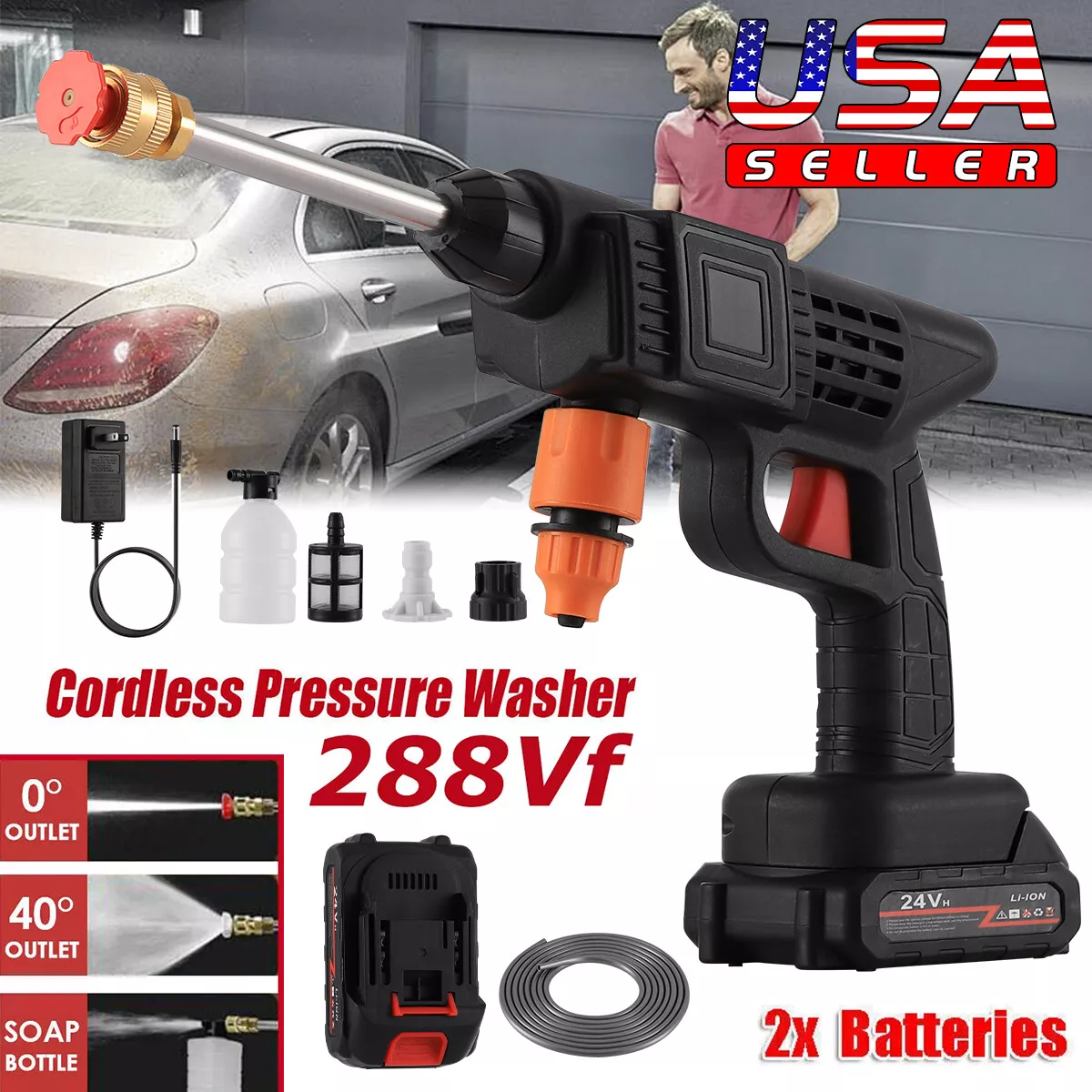 Portable Powerful High Pressure Lithium Cordless Wireless Car Wash Water Jet The Flowers Foam Gun Car Cleaning Washer