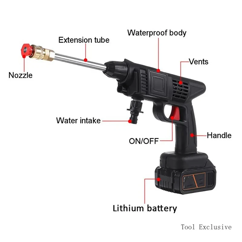 Lithium battery 24V 48V rechargeable wireless high pressure Cordless Wireless Portable car wash machine car washer