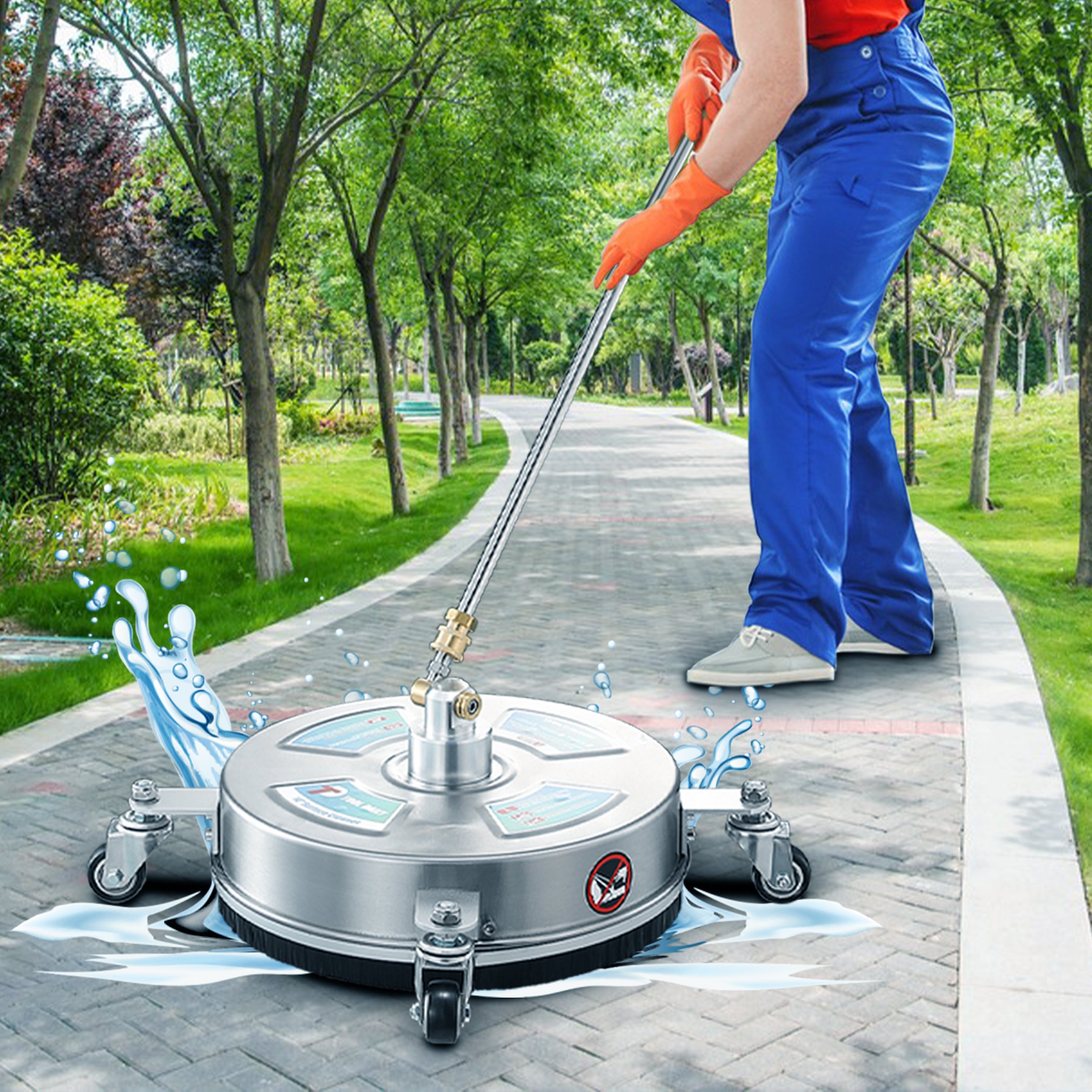 Popular 14 Inch Surface Cleaner Stainless Steel Pressure Washer Surface Cleaner With 4 Wheels