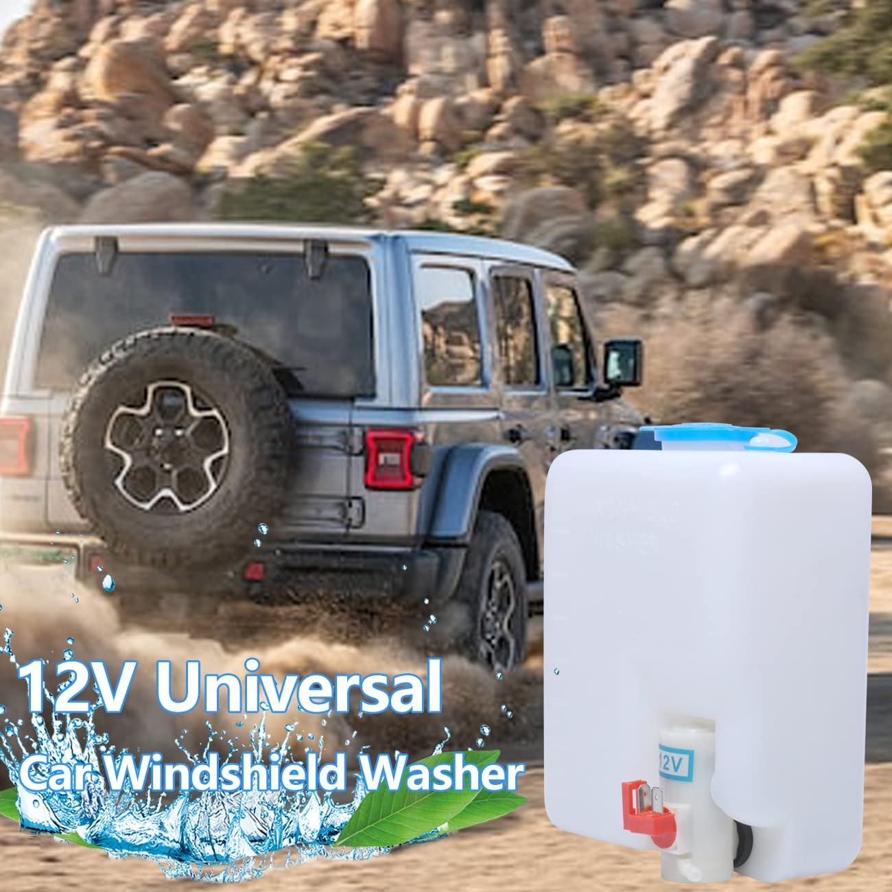 12V Universal Car Windshield Washer Pump Bottle System Car High Pressure Washing Gun with Tank Bottle Sprayer Wash Kit