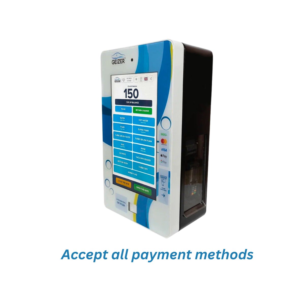 GEIZER High-Pressure Self-Service Car Washer Machine Modern Galvanized Body Polymer Touch Screen Car Wash Car Cleaning