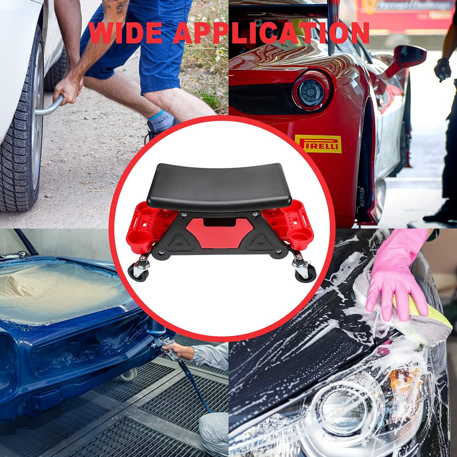 Manufacturer Wholesale Rolling Car Wash Stool Detailing Wax Polishing Projects Car Repair Beauty Maintenance Creeper Stool