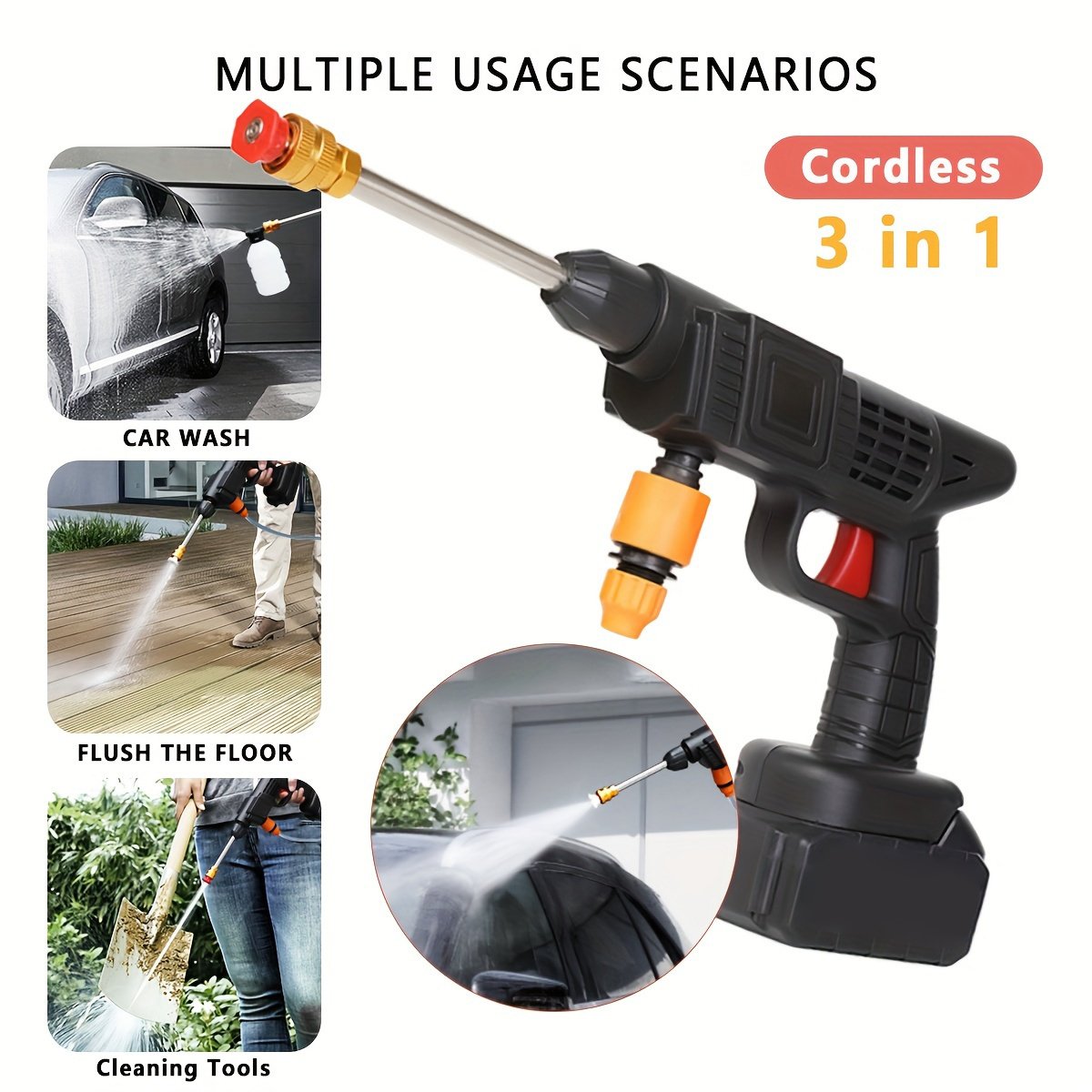 OEM 24V High Pressure Cordless Car Washer Wireless Spray Electric Water Gun Cleaning Machine With Lithium Battery