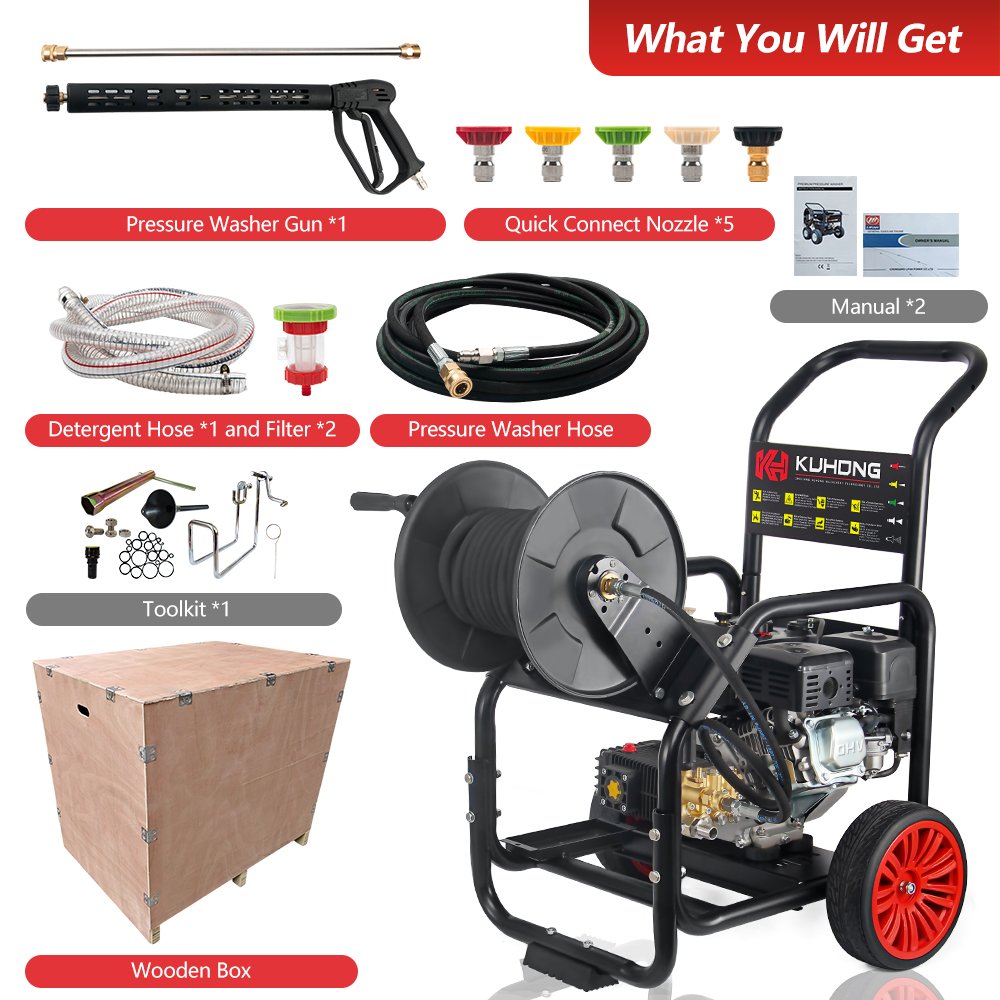 Kuhong 250Bar 3600psi High Pressure Washer Machine Motor High-Pressure Car Washer
