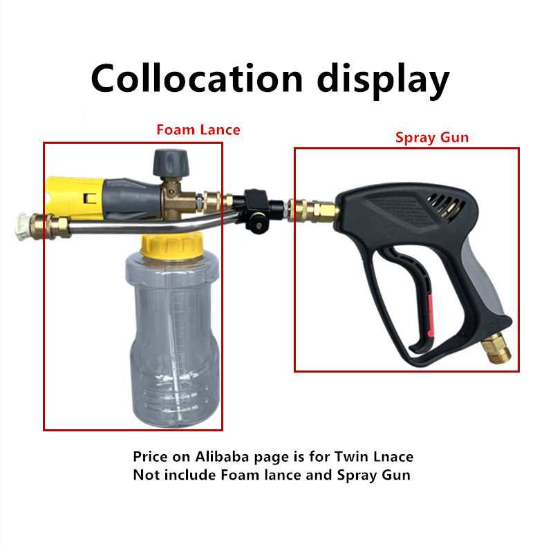 Dual valves snow foam lance High Pressure Washer Attachment double wand for foam cannon Twin lance Quick coupling foam gun