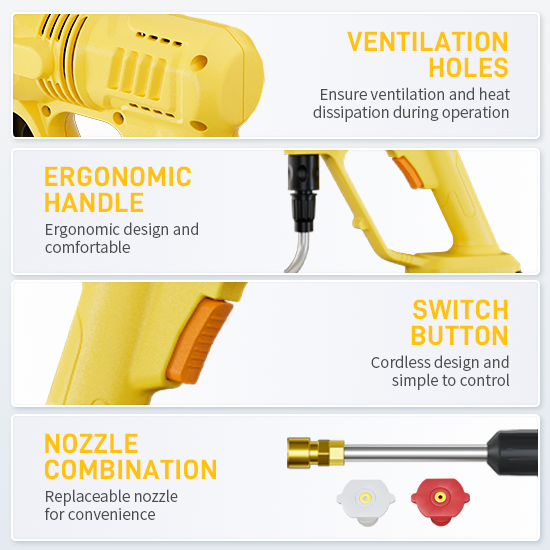 2024 High Pressure Portable Car Washer 20V Battery Lithium Wireless Car Jet Washer