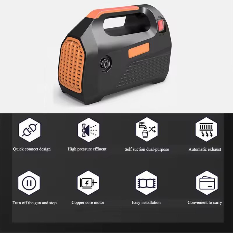 High Pressure Car Washer Pump1400 Watts Motor 120 Bars Pressure 6.5L/Min Flow Rate 5m Outlet Hose Portable Home 11 Accessories