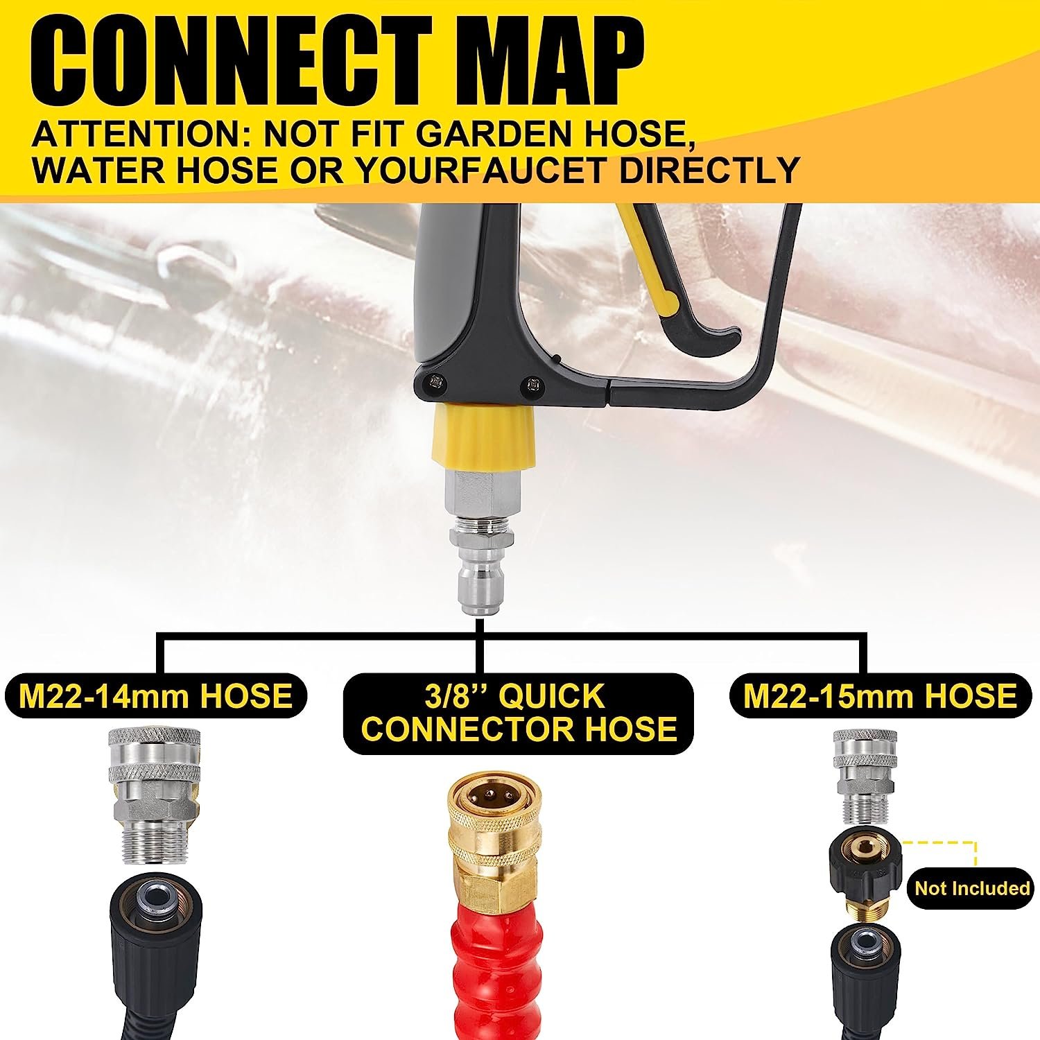 Power Washer Foam Gun Spray Gun Foam Blaster Snow Foam Cannon Lance Car Washer Short Gun