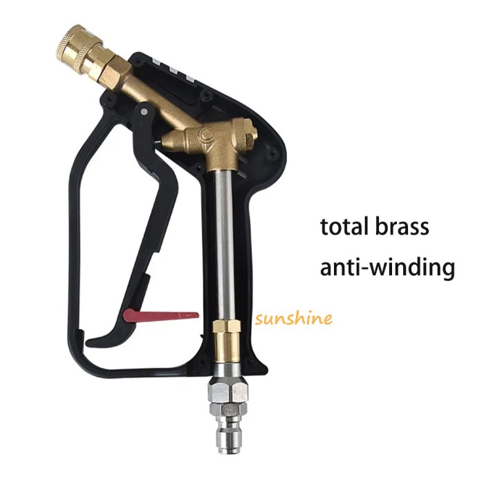 SS Short Pressure Car Washer Gun with Swivel High Pressure Water Handle with 3/8" Male Plug and 1/4" Quick Connector Coupler Pow
