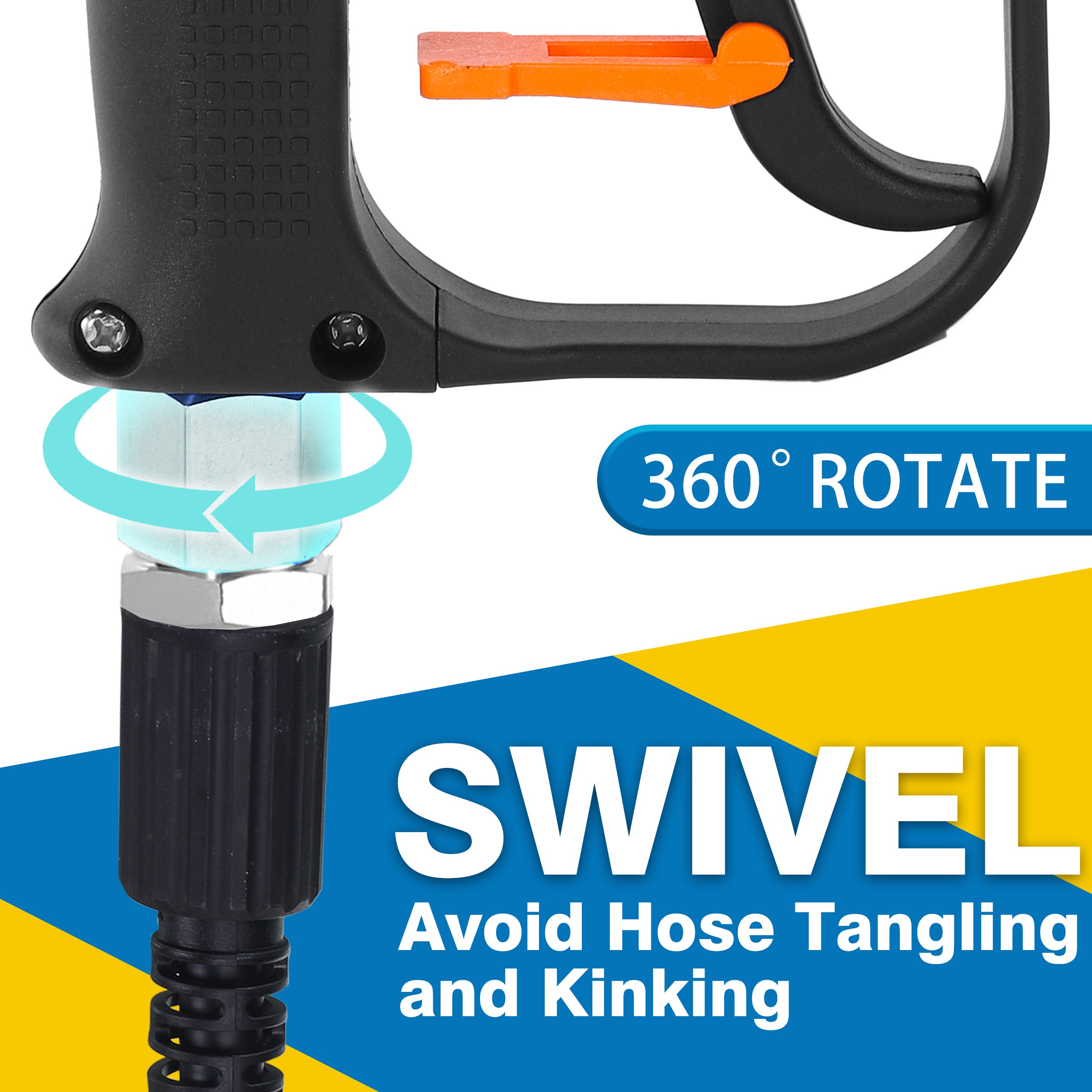 Power Washer Gun Car Washer Lance Spray Swivel Trigger Gun With 3/8 Quick Connect M22 Fittings