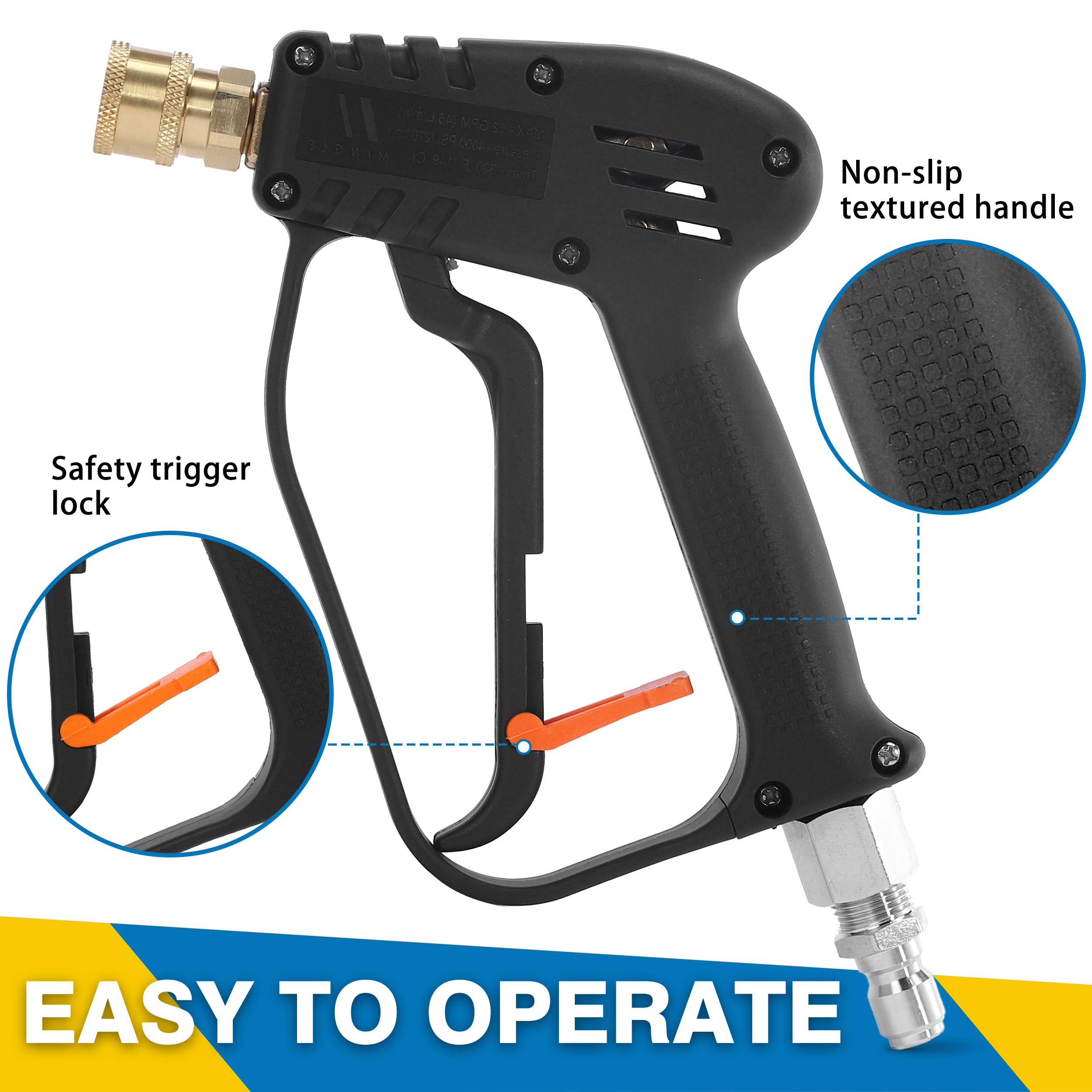 Power Washer Gun Car Washer Lance Spray Swivel Trigger Gun With 3/8 Quick Connect M22 Fittings