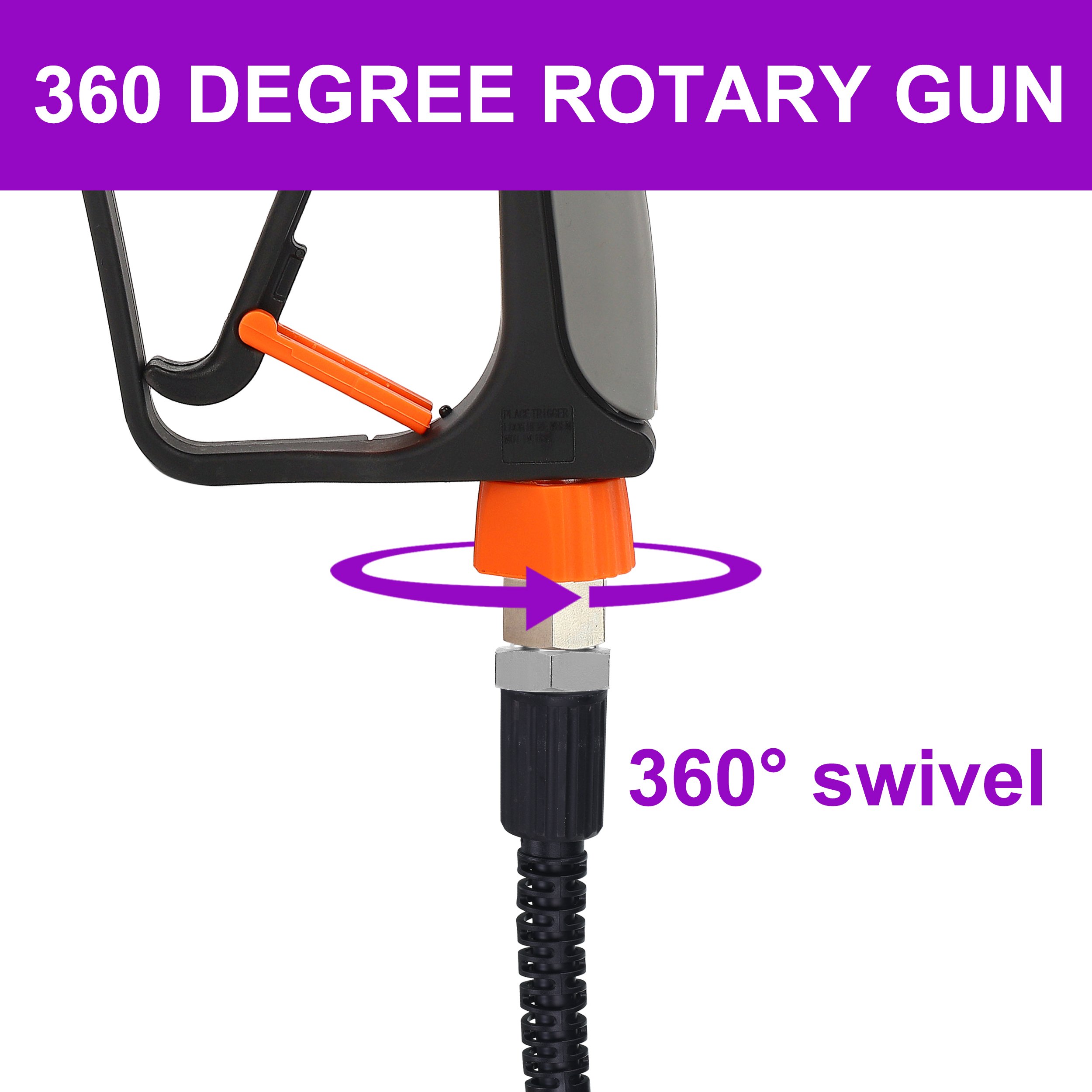 5000 Psi Short Pressure Washer Gun 360 Degree Swivel Gun With 3/8 Quick Connector