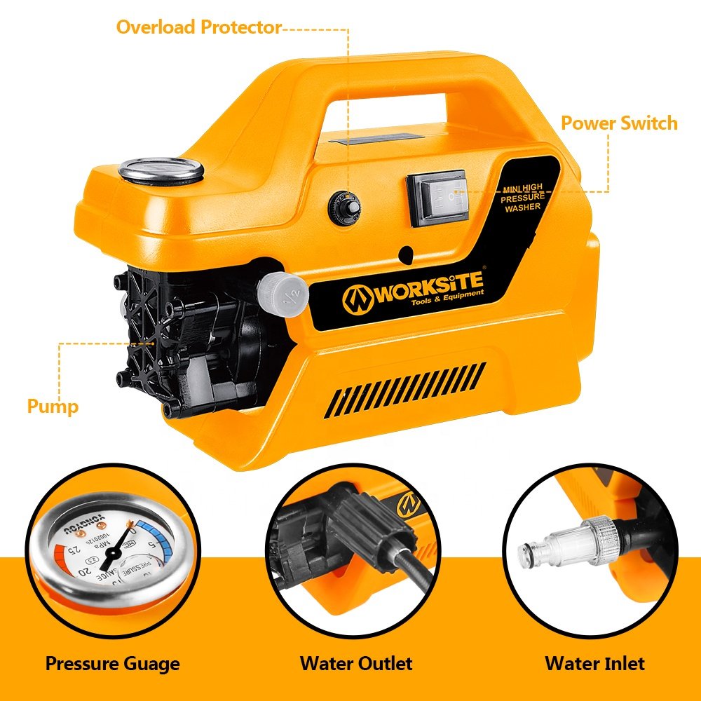 WORKSITE Customized 2000W High Pressure Car Washer Cleaner 14Mpa Car Cleaning Pump 220V Power Pressure Washer