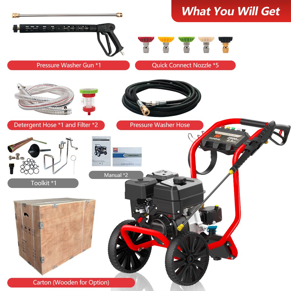 Kuhong 100bar/180bar Petrol Power Washer High Pressure Car Washer