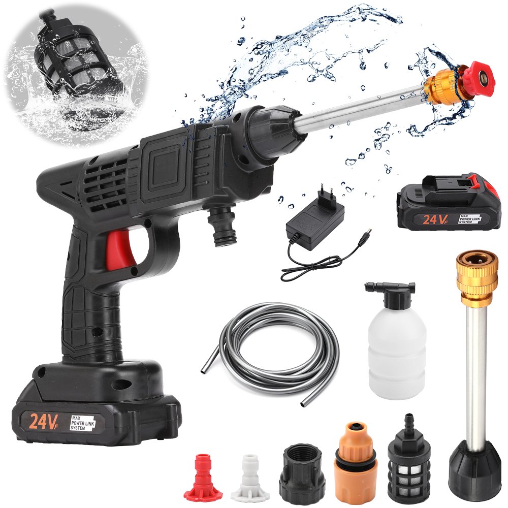 24V High Pressure Cordless Car Washer Portable Wireless Cleaning Machine with Lithium Battery Plastic Material Irrigation