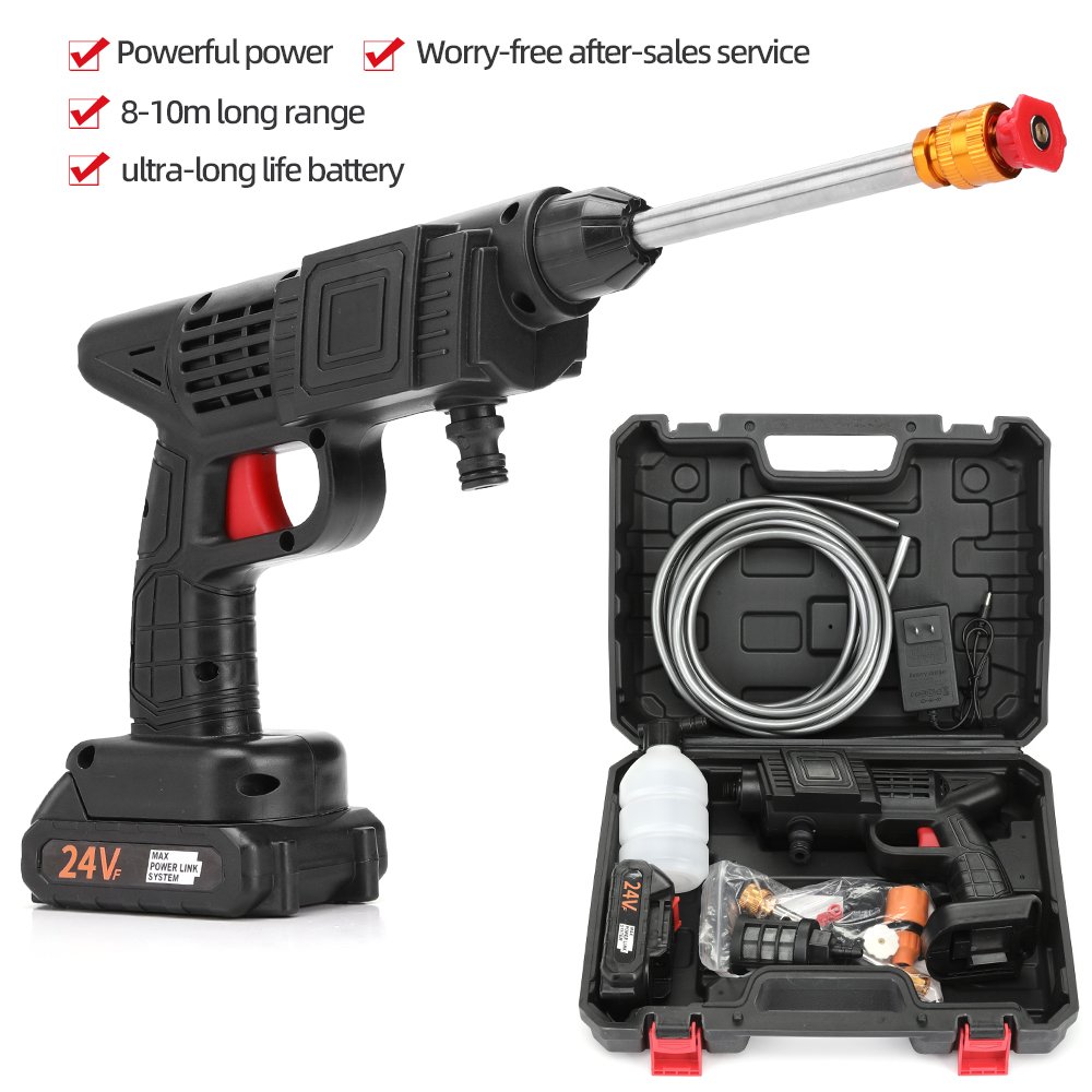 24V High Pressure Cordless Car Washer Portable Wireless Cleaning Machine with Lithium Battery Plastic Material Irrigation