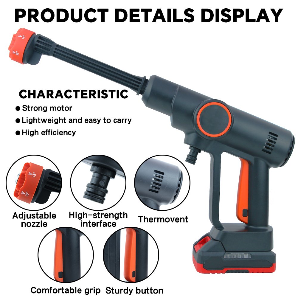 Cordless Power Tools 1000W Lithium Electronic Cleaning Machine ABS Car Pressure Washer Washer Gun Convenient Home Car Washer