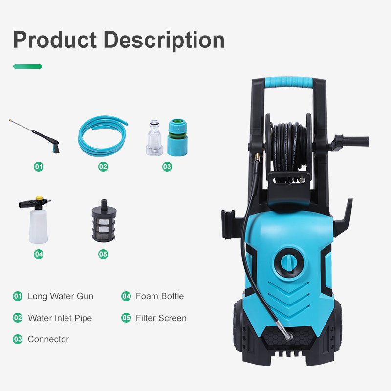 New Design 1400W High Pressure Washer Cleaning Car Machine with Garden Hose Reel