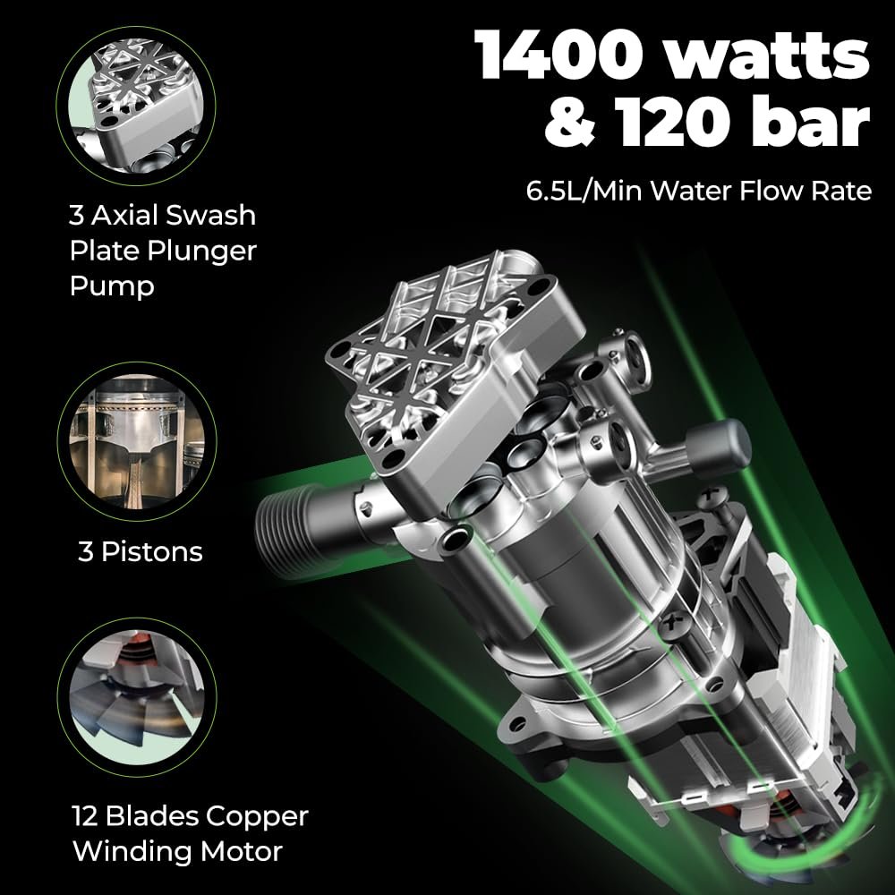Powerful 1800 Watts Motor High Pressure 150 Bars Upright Design Home Car Washer Machine 12V Voltage for Home Cleaning