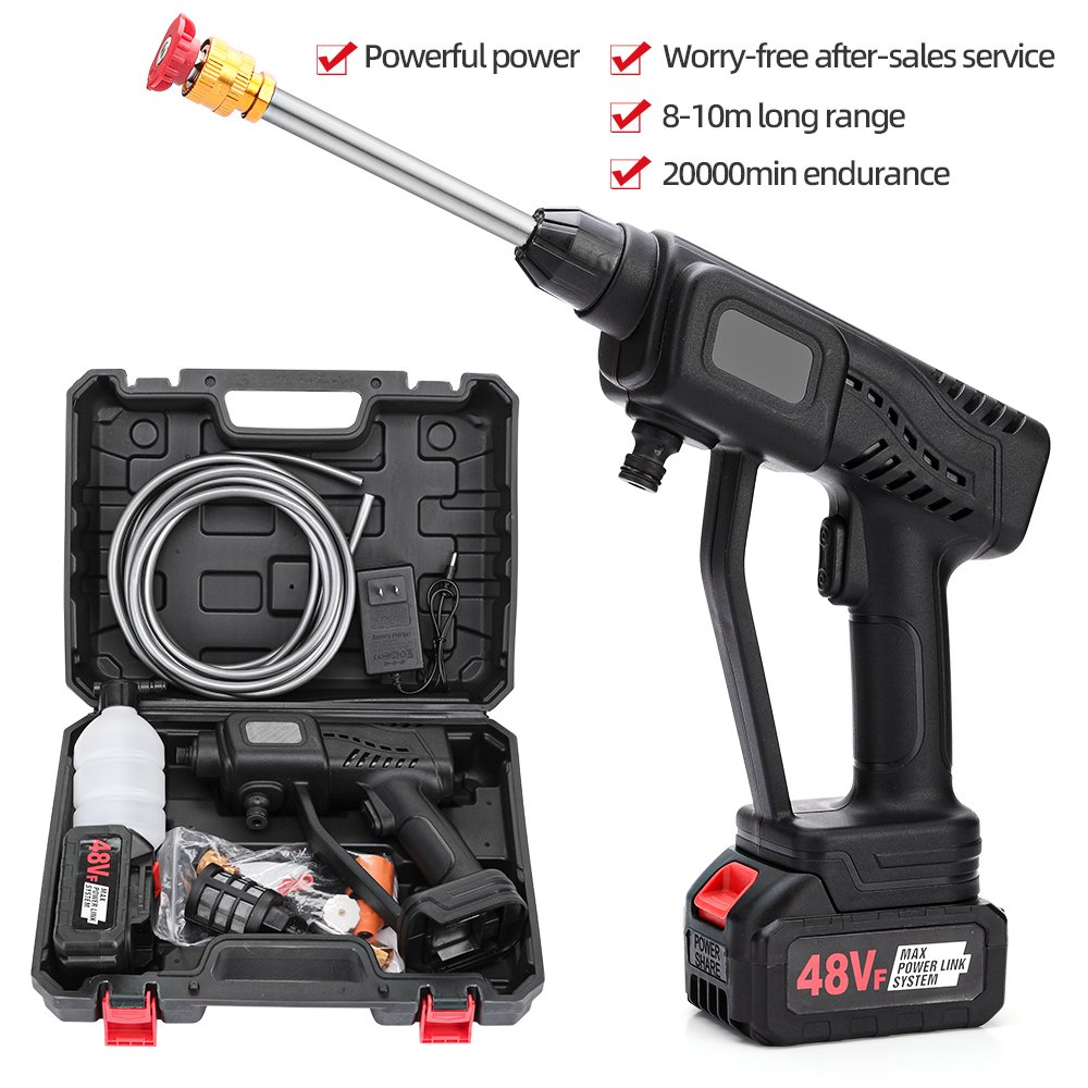 Portable Cordless Electric Car Pressure Washer High Output Power Battery Powered Car Washer Made of Metal and PP