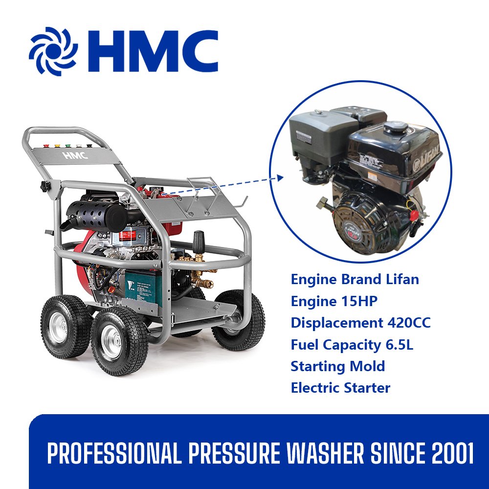 HMC 2500psi Cold Water Custom Water Jet Cleaning High Pressure Washer Italian Pump with 4 Wheels
