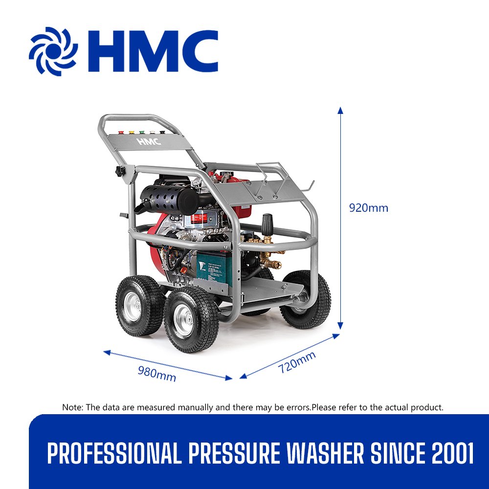 HMC 2500psi Cold Water Custom Water Jet Cleaning High Pressure Washer Italian Pump with 4 Wheels
