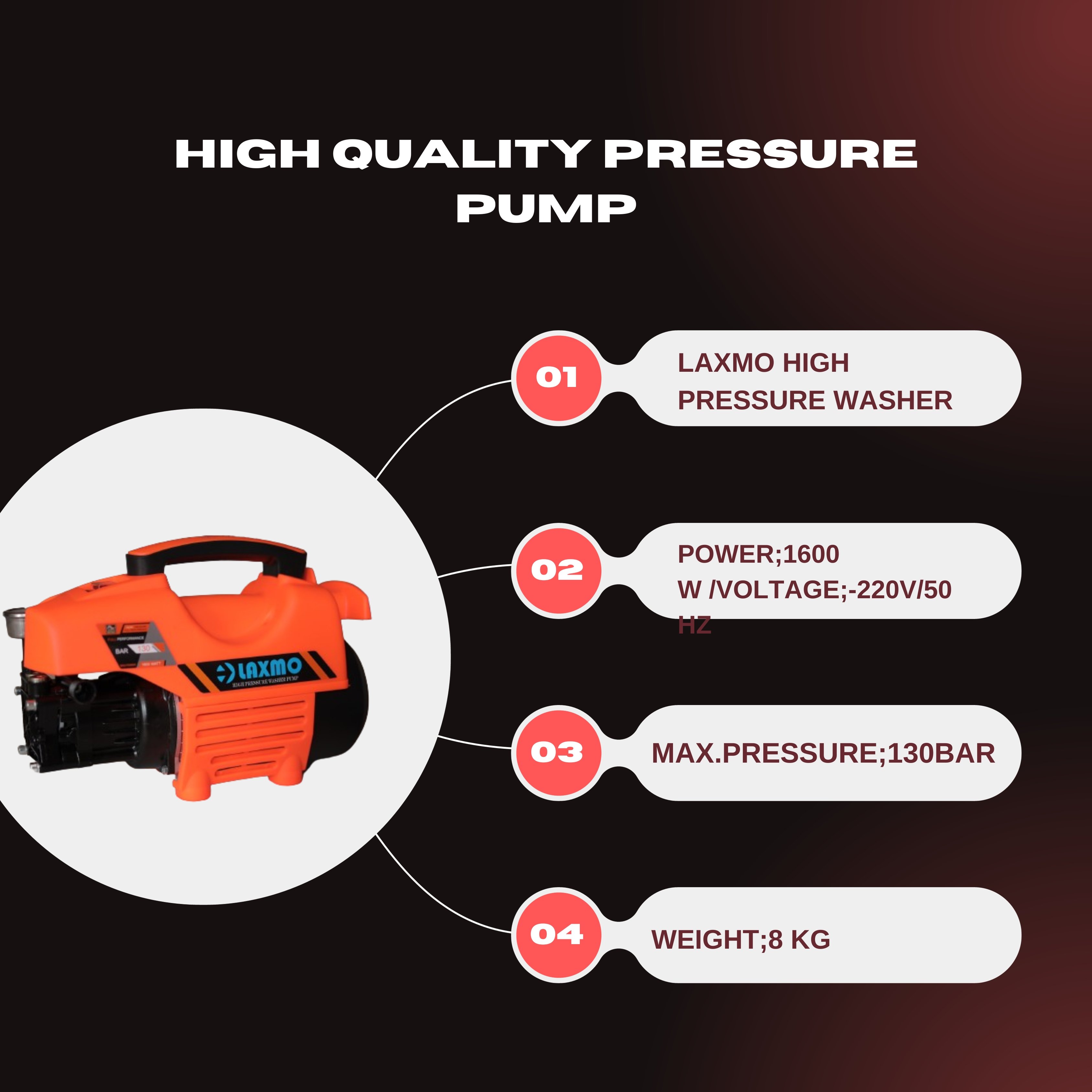 110-240v 1800w 130bar Automatic Washing Pump Machine Cleaner For Home Garden Portable High Pressure Car Washer