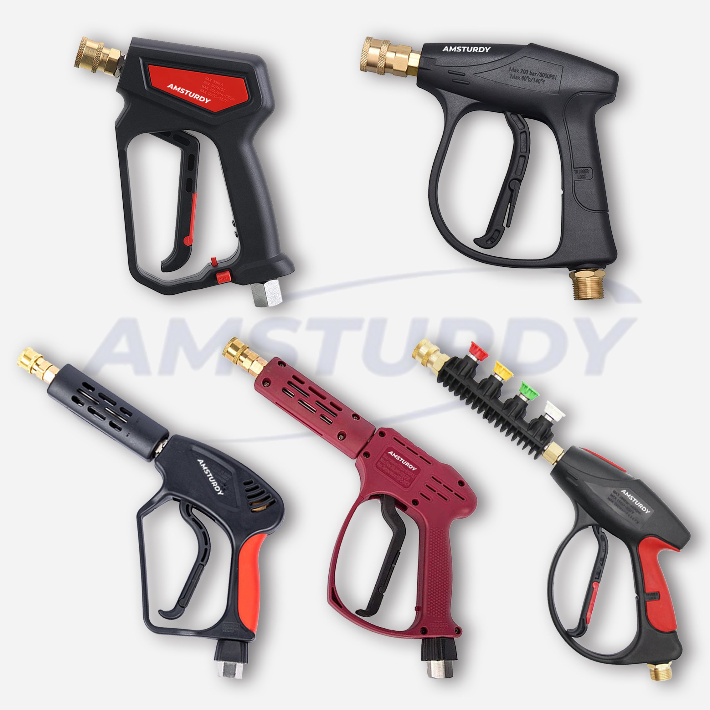AMSTURDY PGK02 Favorable Price adjustable spray 5000psi car portable 5 nozzle tips extension wand KIT High Pressure Washer Gun