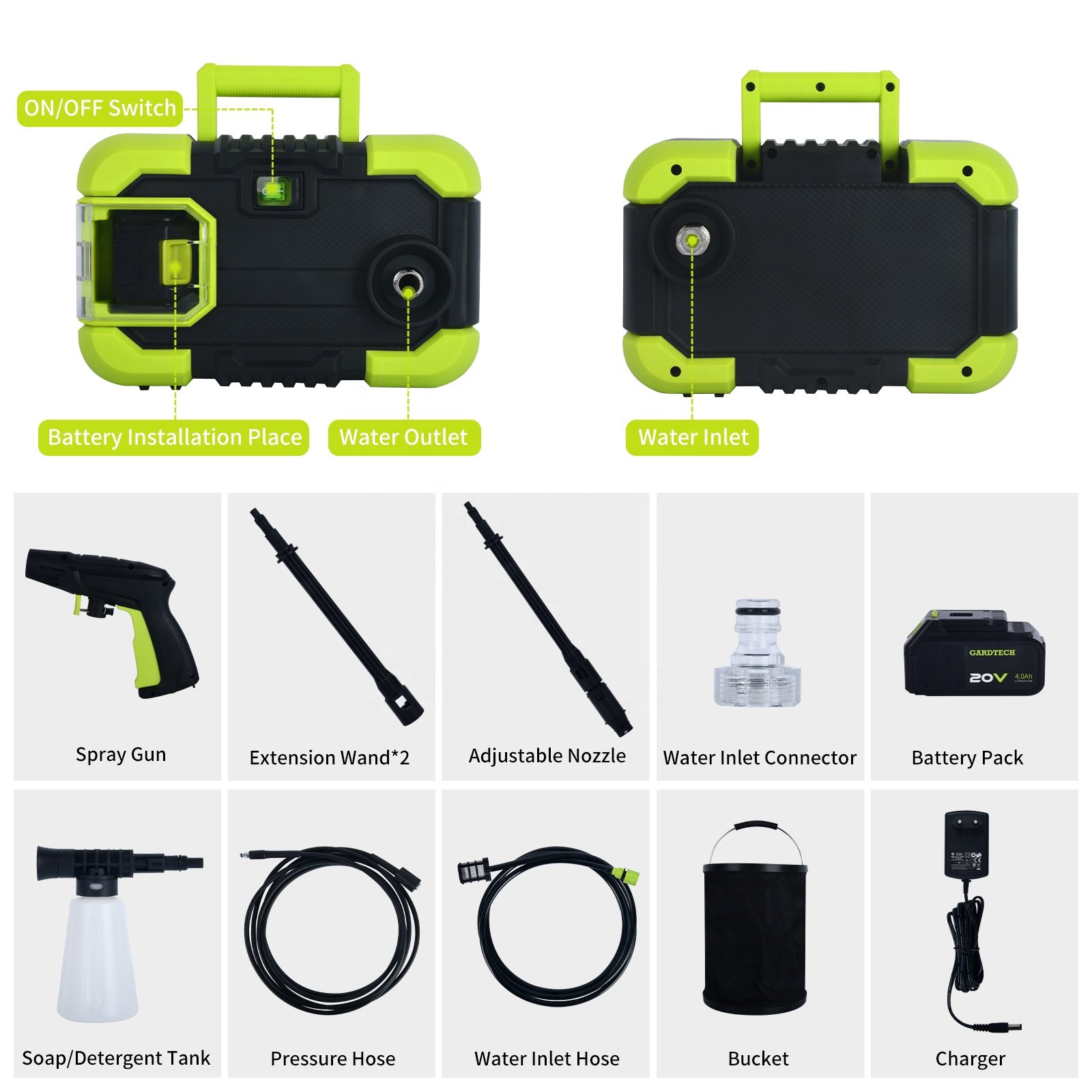 Vertak Electric Wireless High Pressure Car Washer Portable High Pressure Car Washer With Rechargeable Battery