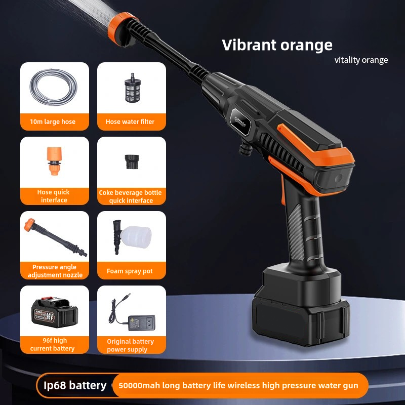Wireless Car Washer Set Steel & Plastic Material Electric Lithium Battery Powered Efficient Pressure Wash Gun Car Wash Machine