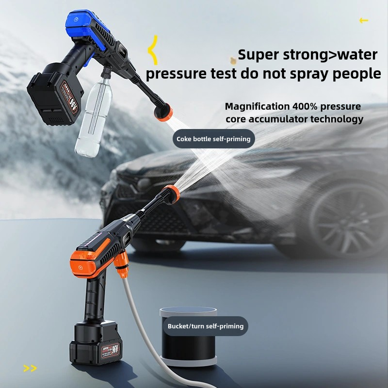Wireless Car Washer Set Steel & Plastic Material Electric Lithium Battery Powered Efficient Pressure Wash Gun Car Wash Machine