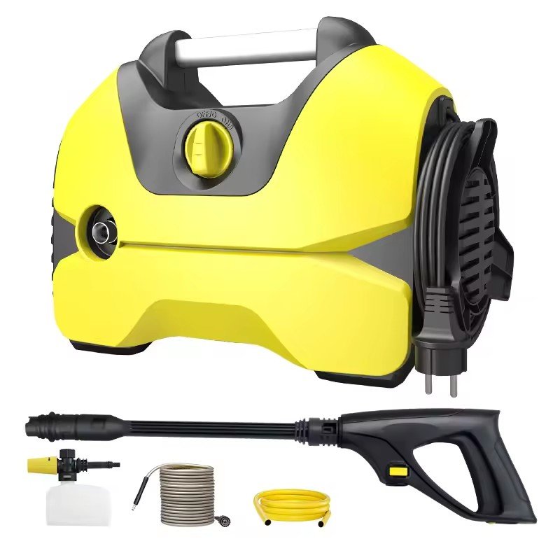 High Pressure Car Washer Pump1400 Watts Motor 120 Bars Pressure 6.5L/Min Flow Rate 5m Outlet Hose Portable Home 11 Accessories