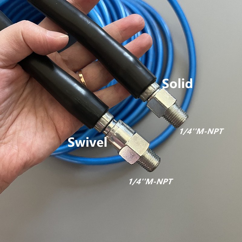 150FT Sewer Jetter Kit for High Pressure Washer Hose 1/4'' NPT Drain Cleaning Hose Button Nose & Rotating Sewer Jetting Nozzle