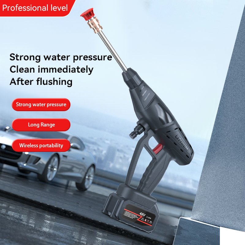 Car Washer High Pressure Portable Wash Gun 12V 24V 48V 96V Cordless Electric Cleaning Machine Lithium Battery Washer Spray Gun