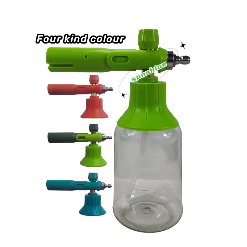 SS Car Washer Snow Foam Gun 1/4" Quick Connector With Big Mouth Transparent Bottle Adjustable Foam Cannon