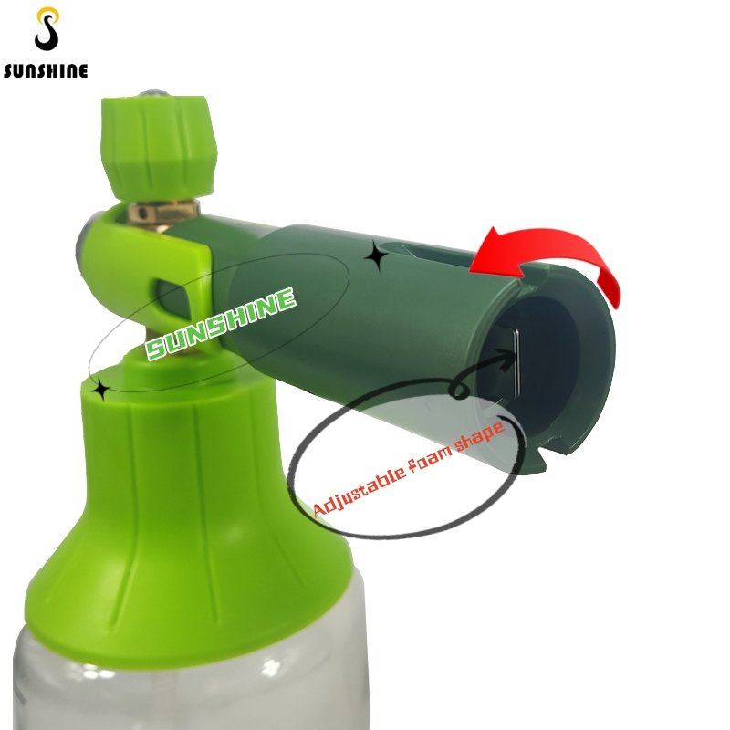 SS Car Washer Snow Foam Gun 1/4" Quick Connector With Big Mouth Transparent Bottle Adjustable Foam Cannon