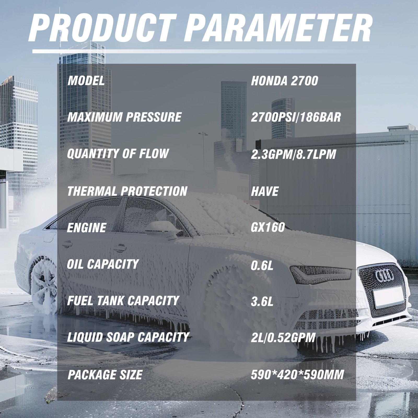 2700psi/186bar Gasoline High Pressure Car Washer H0nda engine With AR Pump Recoil Starter fuel-saving Portable Petrol Cleaner