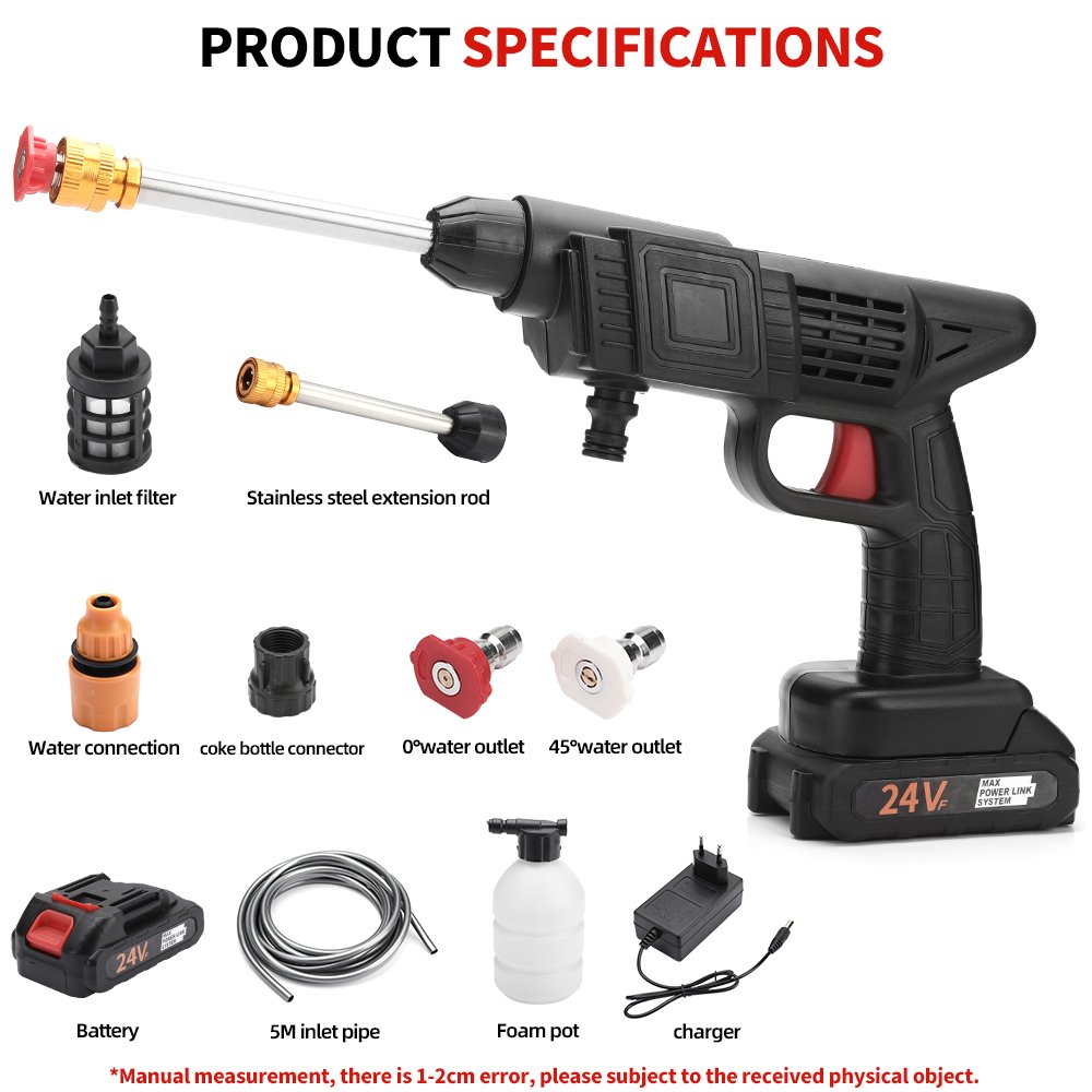 Portable Cordless Electric Pressure Washer Powerful High Pressure Car Washer Gun For Washing Cars