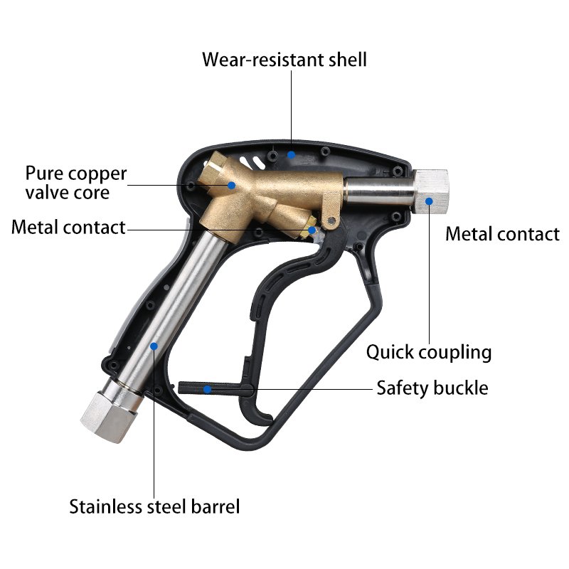 500BAR 7250PSI 40L/MIN Portable Short High Pressure Car Water Washer Spray Gun with Nozzles